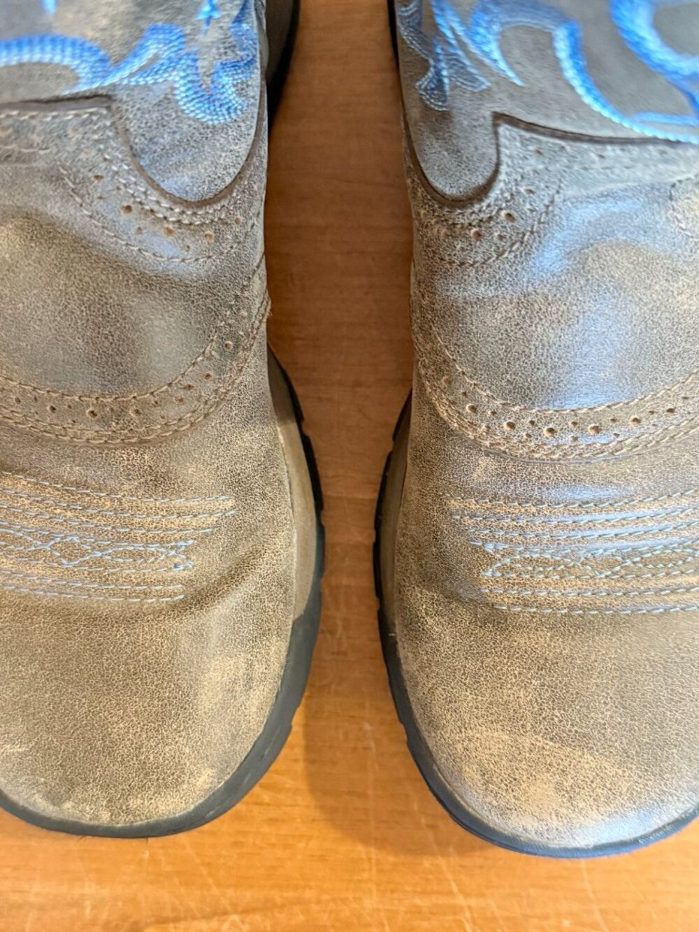 Twisted X pull-on leather distressed boots - brown with blue stars - Women's 9.5 - Picture 7 of 9